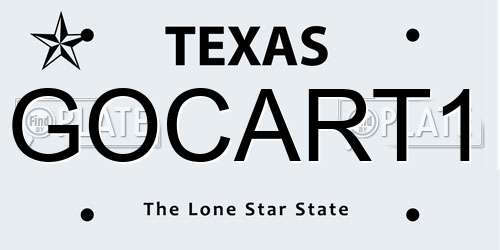 GOCART1 Texas License Plate