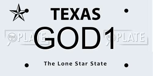 GOD1 Texas License Plate