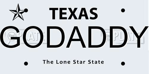 GODADDY Texas License Plate