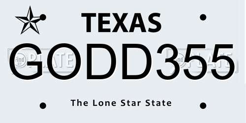 GODD355 Texas License Plate