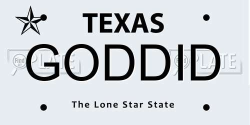 GODDID Texas License Plate