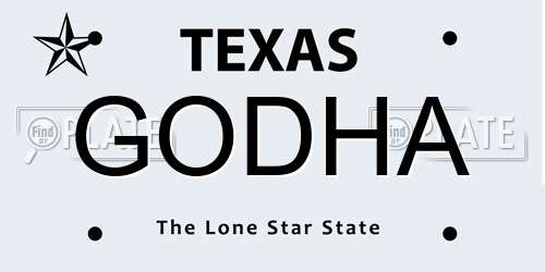 GODHA Texas License Plate