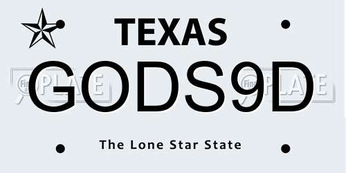 GODS9D Texas License Plate