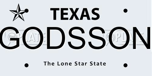 GODSSON Texas License Plate