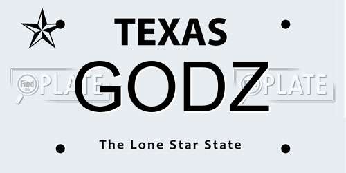 GODZ Texas License Plate