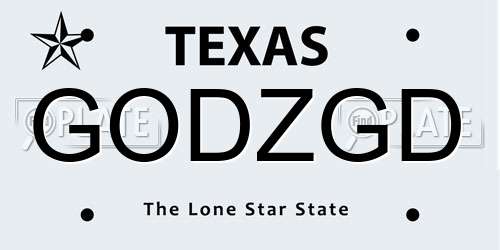 GODZGD Texas License Plate
