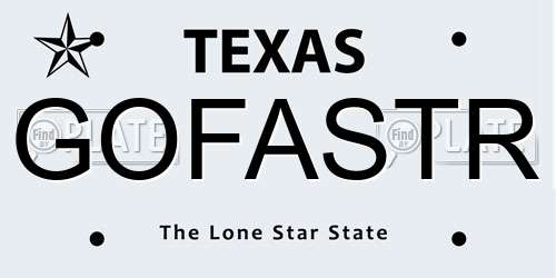 GOFASTR Texas License Plate
