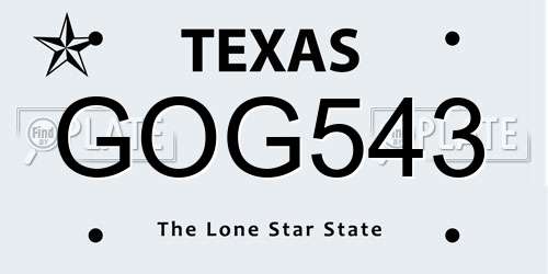 GOG543 Texas License Plate