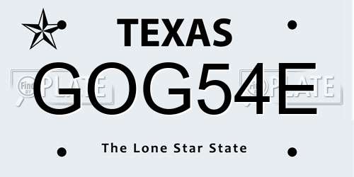 GOG54E Texas License Plate