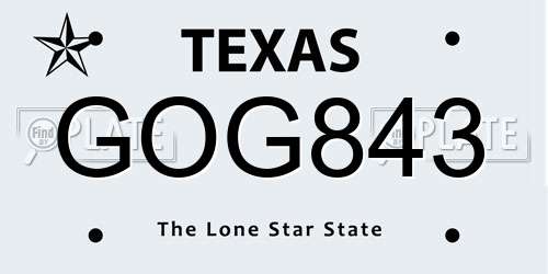GOG843 Texas License Plate