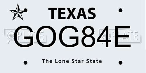 GOG84E Texas License Plate