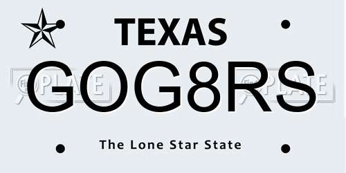 GOG8RS Texas License Plate