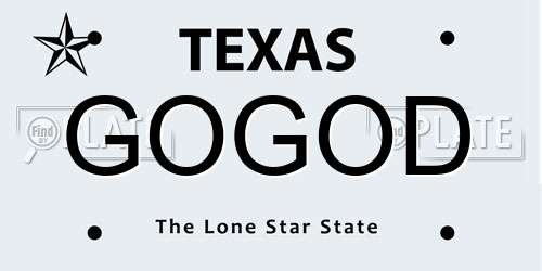 GOGOD Texas License Plate