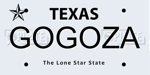 GOGOZA Texas License Plate