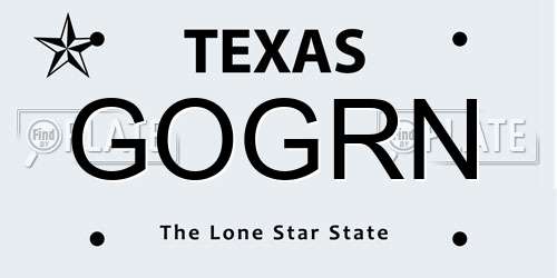 GOGRN Texas License Plate