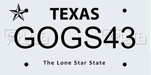 GOGS43 Texas License Plate