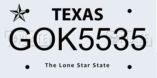 GOK5535 Texas License Plate