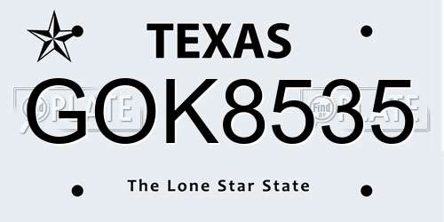 GOK8535 Texas License Plate