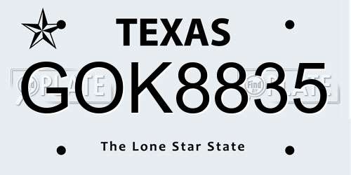 GOK8835 Texas License Plate
