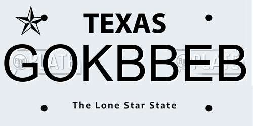 GOKBBEB Texas License Plate