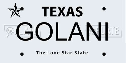GOLANI Texas License Plate