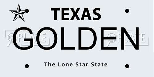GOLDEN Texas License Plate