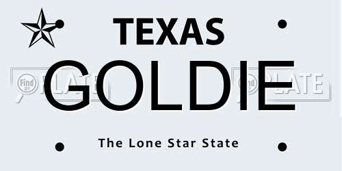 GOLDIE Texas License Plate