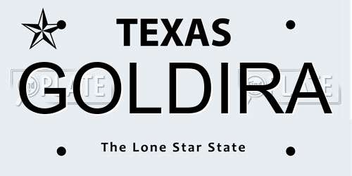 GOLDIRA Texas License Plate