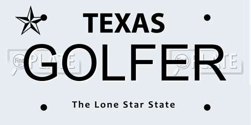 GOLFER Texas License Plate