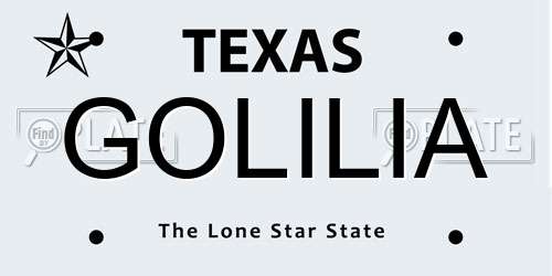 GOLILIA Texas License Plate
