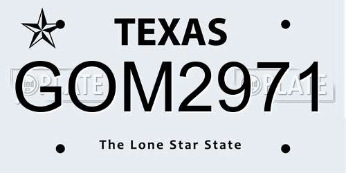 GOM2971 Texas License Plate