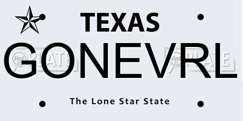 GONEVRL Texas License Plate