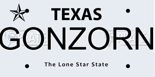 GONZORN Texas License Plate
