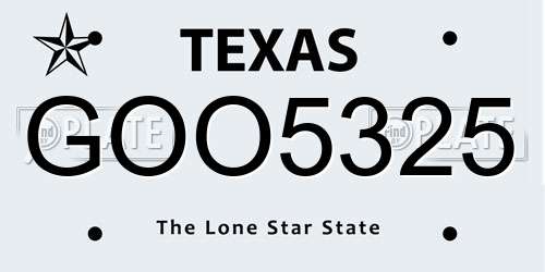 GOO5325 Texas License Plate