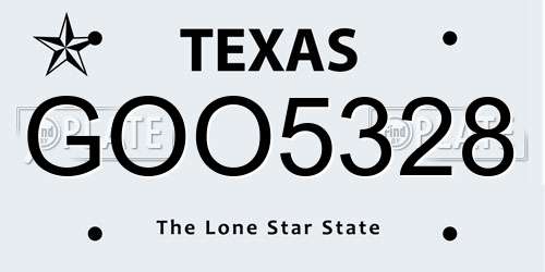 GOO5328 Texas License Plate