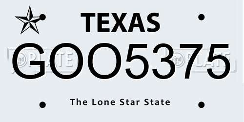GOO5375 Texas License Plate
