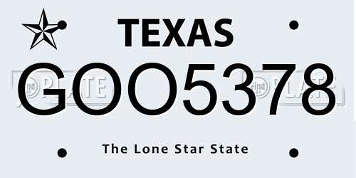 GOO5378 Texas License Plate