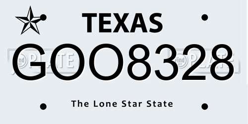 GOO8328 Texas License Plate