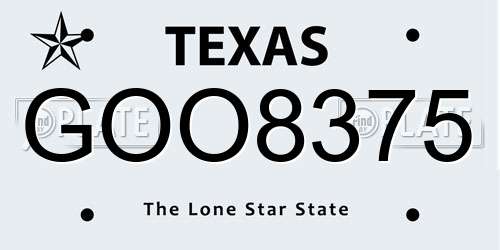 GOO8375 Texas License Plate