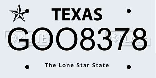 GOO8378 Texas License Plate