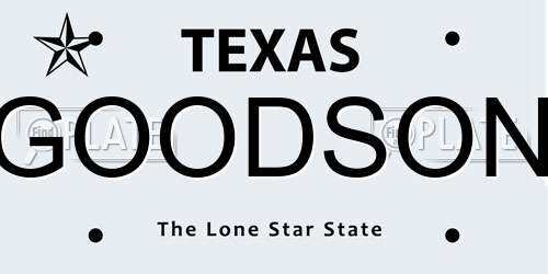 GOODSON Texas License Plate