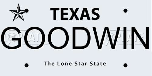 GOODWIN Texas License Plate