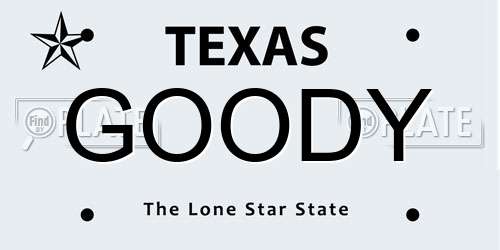 GOODY Texas License Plate