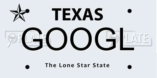 GOOGL Texas License Plate