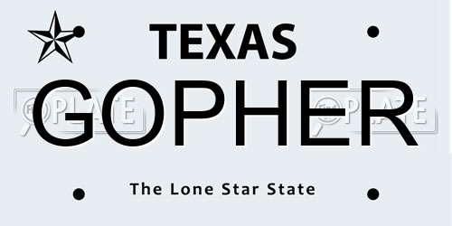 GOPHER Texas License Plate