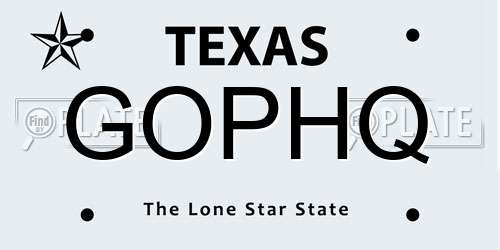 GOPHQ Texas License Plate