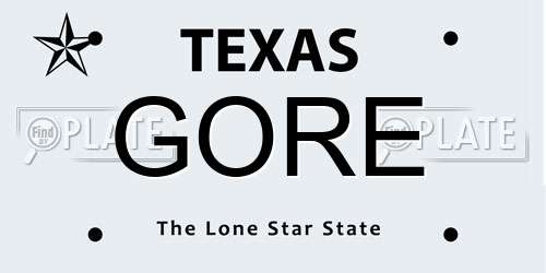 GORE Texas License Plate