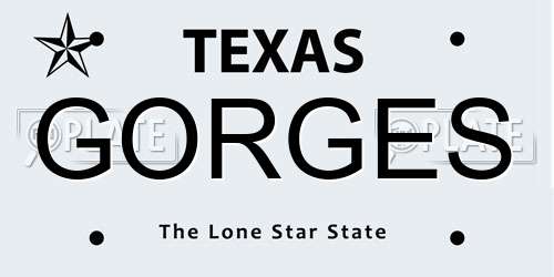 GORGES Texas License Plate