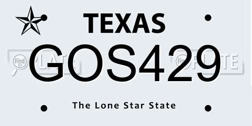 GOS429 Texas License Plate