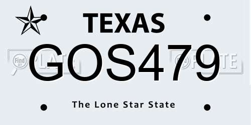 GOS479 Texas License Plate